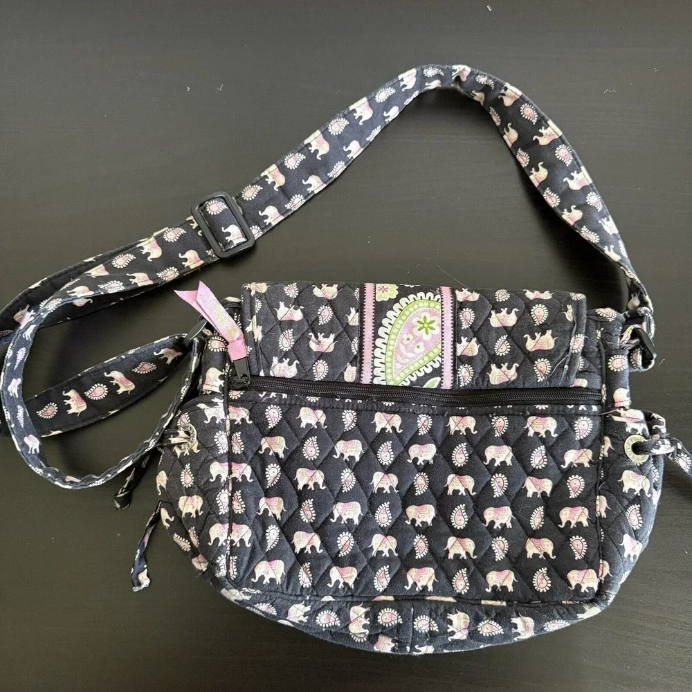 Vera Bradley Purse Pink Elephant Paisley Retired Print Tote‎ Bag